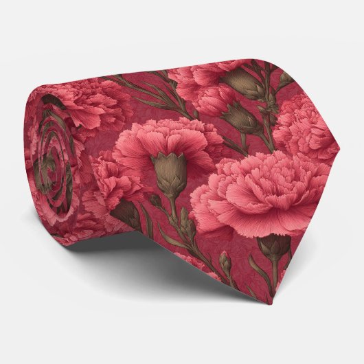 Artistic Gifts For Husband Carnation Floral ネクタイ (ロール)