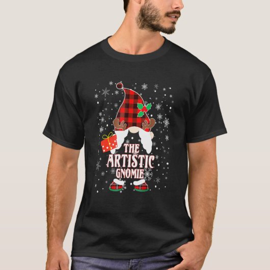 Artistic Gnome Buffalo Plaid Matching Family Chris Tシャツ (正面)
