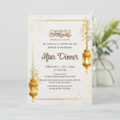 Artistic Gold Floral Ramadan Iftar Dinner 招待状 (スタンド正面)