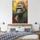 Artistic Gorilla Portrait Vibrant Oil Painting キャンバスプリント (インサイチュ (寝室))