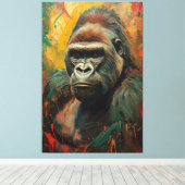 Artistic Gorilla Portrait Vibrant Oil Painting キャンバスプリント (インサイチュ (ウッドフロア))