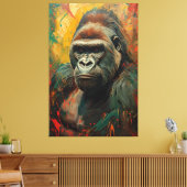 Artistic Gorilla Portrait Vibrant Oil Painting キャンバスプリント (インサイチュ (リビング))