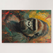 Artistic Gorilla Portrait Vibrant Oil Painting ジグソーパズル (横)