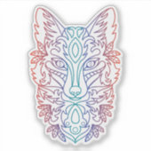 Artistic gradient color wolf face シール (正面)