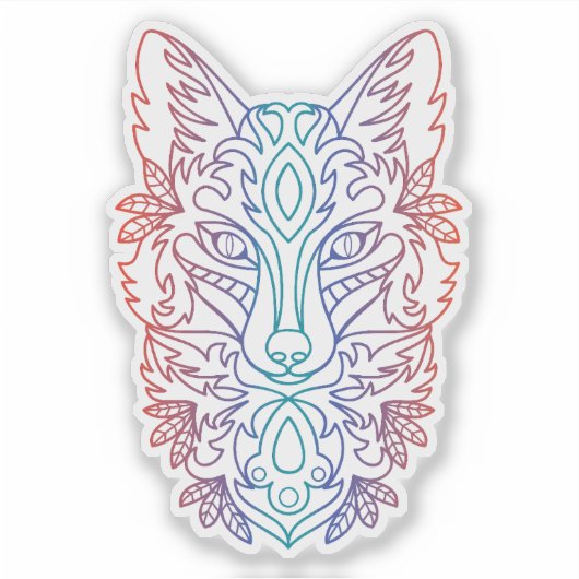 Artistic gradient color wolf face シール (正面)