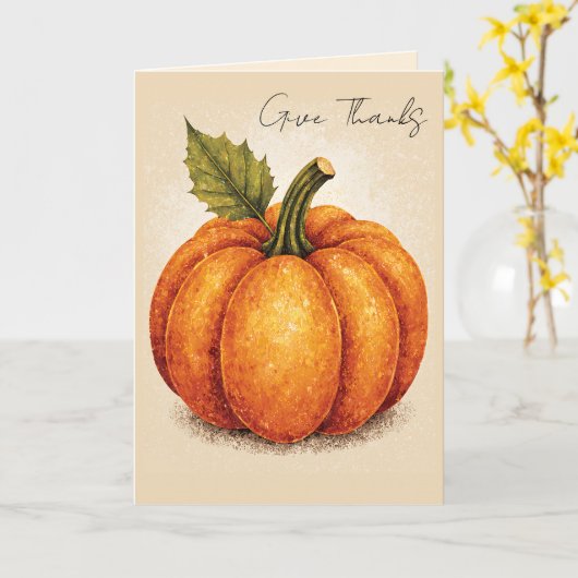 Artistic Grain Thanksgiving Pumpkin カード (黄色い花)