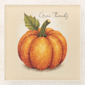 Artistic Grain Thanksgiving Pumpkin ガラスコースター (正面)