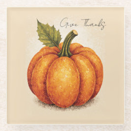 Artistic Grain Thanksgiving Pumpkin ガラスコースター