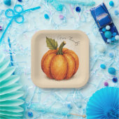 Artistic Grain Thanksgiving Pumpkin ペーパープレート (パーティー)
