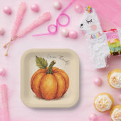 Artistic Grain Thanksgiving Pumpkin ペーパープレート (パーティー)