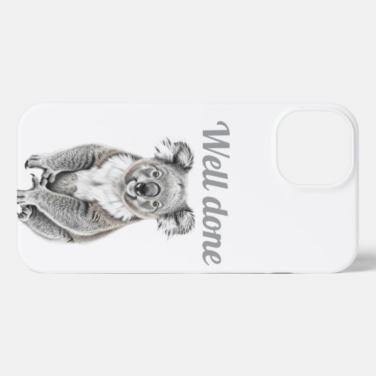 Artistic Graphite Koala Illustration Phone Case iPhoneケース (裏面横)