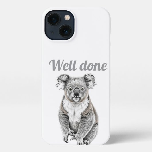 Artistic Graphite Koala Illustration Phone Case iPhoneケース (裏面)