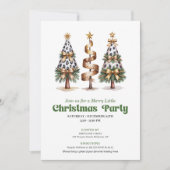 Artistic green gold leopard Christmas tree invite 招待状 (正面)