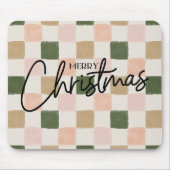 Artistic hand painted checkered Merry Christmas マウスパッド (正面)