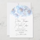 Artistic Handwritten Blue Himalayan Poppy Wedding  招待状 (正面)