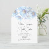 Artistic Handwritten Blue Himalayan Poppy Wedding  招待状 (スタンド正面)
