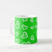 Artistic Hearts Seamless Pattern Green Background  コーヒーマグカップ (正面左)