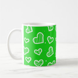 Artistic Hearts Seamless Pattern Green Background  コーヒーマグカップ