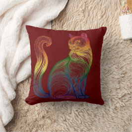 Artistic Home Decor Vibrant Swirl Cat クッション