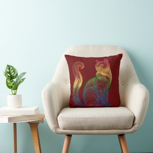 Artistic Home Decor Vibrant Swirl Cat  クッション (椅子)