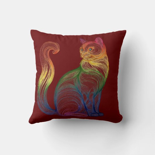 Artistic Home Decor Vibrant Swirl Cat  クッション (裏面)
