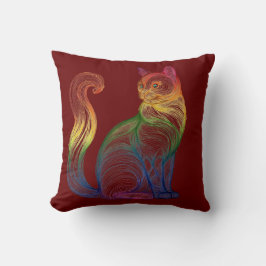 Artistic Home Decor Vibrant Swirl Cat クッション