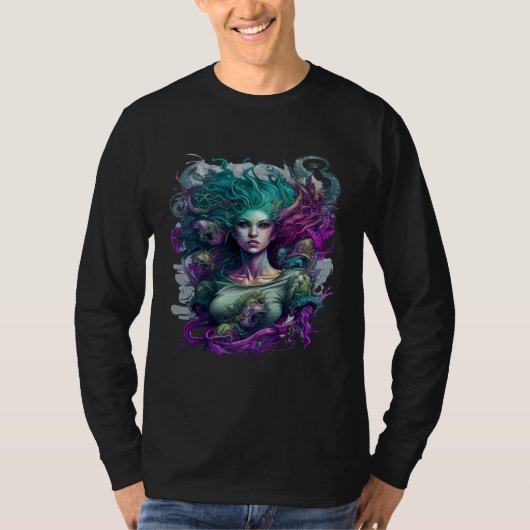 Artistic Hybrid Gorgon Medusa Snake and Mermaid Tシャツ (正面)