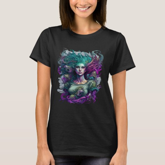 Artistic Hybrid Gorgon Medusa Snake and Mermaid Tシャツ (正面)