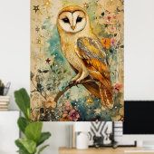 Artistic illustration of a barn owl, ポスター (ホームオフィス)