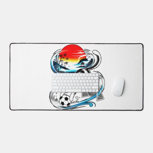 Artistic Japanese Soccer Cat for gaming, office デスクマット (キーボード&マウス)