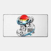 Artistic Japanese Soccer Cat for gaming, office デスクマット (正面)