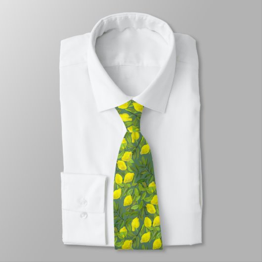 Artistic Lemon Tree Tie for Men ネクタイ (タイ)