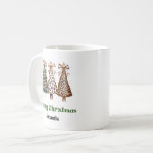 Artistic Leopard Christmas Trees Custom Name Mug コーヒーマグカップ (正面左)