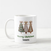Artistic Leopard Christmas Trees Custom Name Mug コーヒーマグカップ (左)