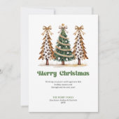 Artistic Leopard Gold Green Christmas Tree Card シーズンカード (正面)