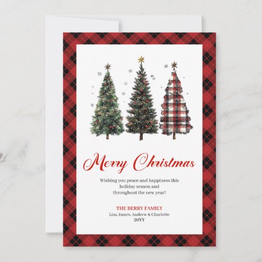 Artistic Leopard Print Christmas Tree Greeting  シーズンカード (正面)