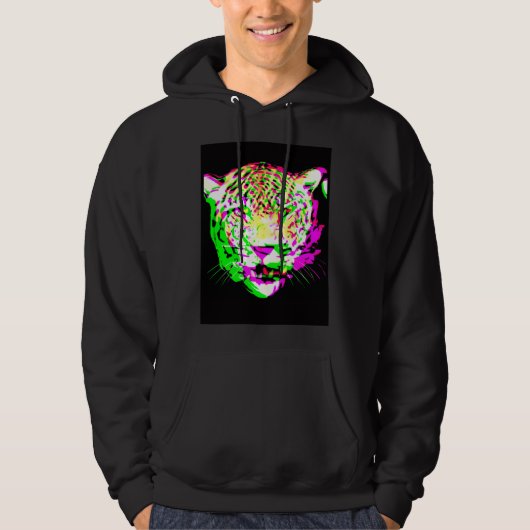 Artistic Leopard Psychedelic Animal Cool Colorful パーカ (正面)