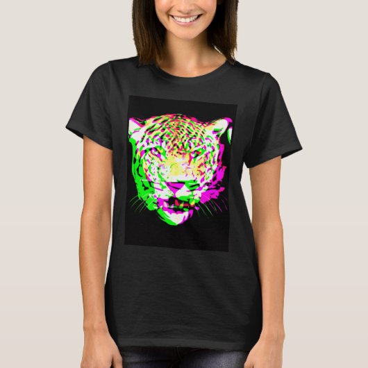 Artistic Leopard Psychedelic Animal Cool Colorful Tシャツ (正面)