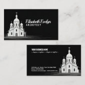 Artistic Line Art Church on Black 名刺 (正面/裏面)