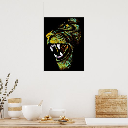 Artistic Lion Head Illustration - Lion Poster ポスター (キッチン)