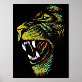 Artistic Lion Head Illustration - Lion Poster ポスター