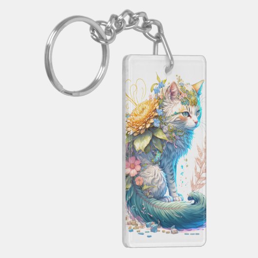 Artistic Majestic Kitty Cat Illustration キーホルダー (正面左)
