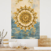 Artistic mandala, an intricate circular motif symb ポスター (キッチン)