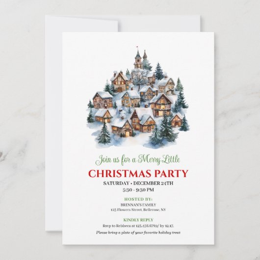 Artistic minimalist holiday scene Christmas ivite 招待状 (正面)