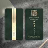Artistic Modern Emerald Green & Gold Business Card 名刺