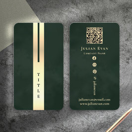 Artistic Modern Emerald Green & Gold Business Card 名刺