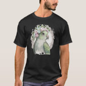 Artistic Monk Parakeet Quaker Parrot Bird Flower C Tシャツ (正面)