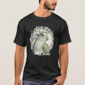 Artistic Monk Parakeet Quaker Parrot Bird Flower C Tシャツ (正面)
