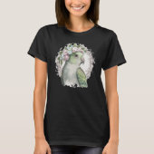 Artistic Monk Parakeet Quaker Parrot Bird Flower C Tシャツ (正面)