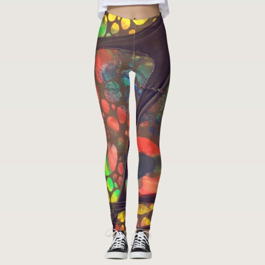 Artistic painting and collage legging pants レギンス (正面)